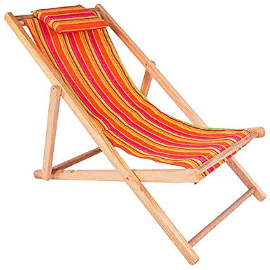 Axdwfd Liegestuhl Strandstuhl traditionellen verstellbaren Garten/Strand Liegestuhl Faltbare Strand Liegestuhl Holz Liegestuhl, 8 Farben, Größe: 128 * 58 cm (Farbe : Red Color bar)
