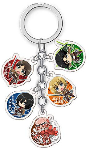 Templom SIX Attack On Titan Porte-clés figurines métalliques poupées poupée japonaise anime porte-clés(H02)