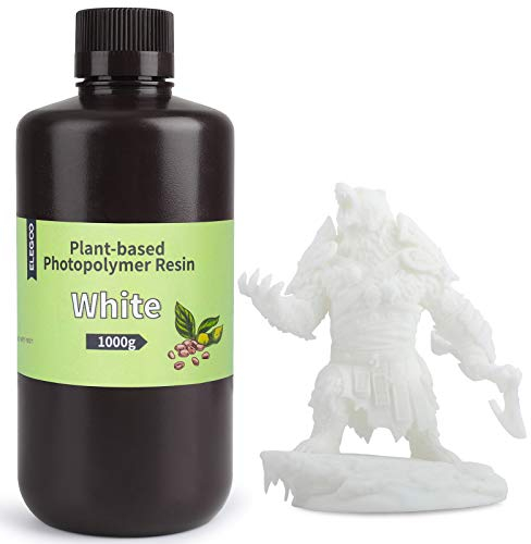 ELEGOO ABS-Like 3D Drucker Resin auf Pflanzlicher Basis mit Extrem Geringem Geruch und Hoher Präzision, 405 nm UV Photopolymerharz, Schnelle Aushärtung Harz für Resin 3D Drucker Weiß 1000g