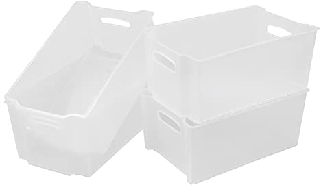 Cadineer 4-pack Stackable Open Storage Bin, Kitchen Stacking Freezer Storage Box, R