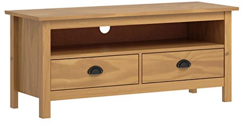 pedkit Mesa para TV Diseño Moderno Aparador para TV Mueble TV Salón Mesa Televisión Mueble Comedor Televisor Hill Range Madera de Pino marrón Miel 110x40x47 cm