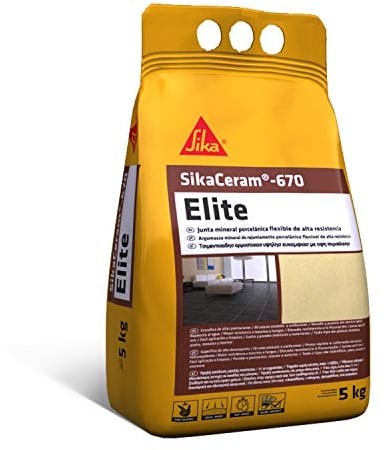 SIKA - Junta mineral porcelánica flexible - SikaCeram-670 Elite - Acero - De alta resistencia coloreada para relleno de juntas de 2-12 mm en paramentos y pavimentos - 5 kg