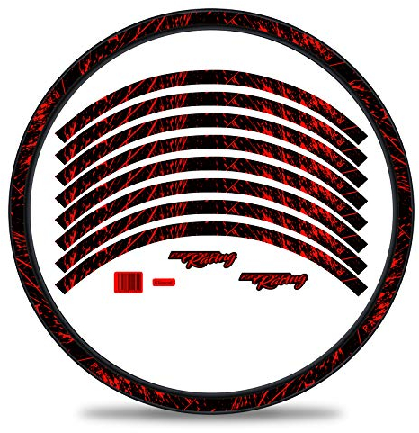 Finest Folia 16-teiliges Set Felgenrandaufkleber Sticker für Fahrrad Felgen im Racing Design Komplett Set für 27 29 für Rennrad Mountainbike MTB Laufrad RX024 (Neon Rot, Glanz)