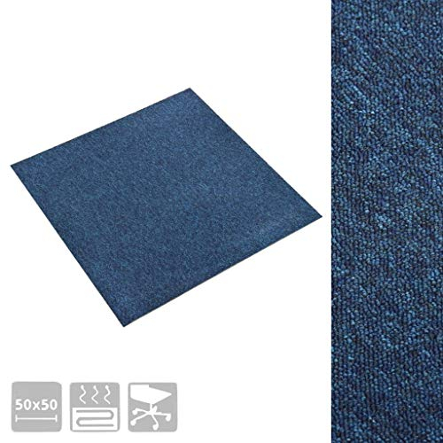 Wakects Teppichfliesen selbstklebend 50x50 cm 20 Stück mit Schlingenflor Bodenfliesen Teppich Dunkelblau schimmelresistent antistatisch für Büro Gewerbe