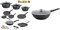 Kamberg - 0008163 - Set Lot Batterie de cuisine 24 pièces & 0008057 - Wok 30 cm - Manche Amovible - Fonte d'Aluminium - Revêtement pierre - Couvercle en verre - Tous feux dont induction - Sans PFOA