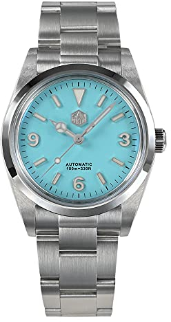 San Martin SN021G Herren Luxusuhren 36 mm 369 Zifferblatt Explore Climbing Series Unisex Mode Sportuhren Saphirglas PT5000 Automatik Mechanisch Edelstahl Armbanduhr Herren (Blue), SN021B
