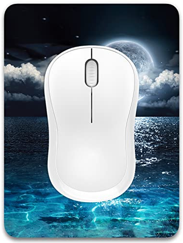 Dapesuom Small Mouse Pad, Mini Mouse Pad 15x20 cm, Non-Slip Rubber Waterproof Mouse Mat, Cute MousePad for Women Kids Men Wireless Mouse Laptops Keyboard Tray Home Office Travel, Moon Over The Sea