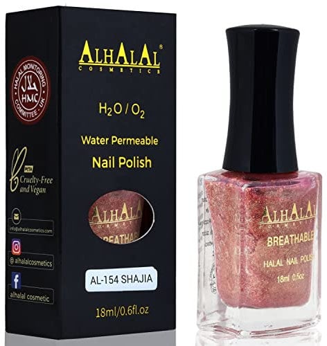 Shajia Halal Gel Nail Polish - Water Permeable Red & White Nail Enamel - Glossy Finish, Vegan & Cruelty-Free (AL-154)