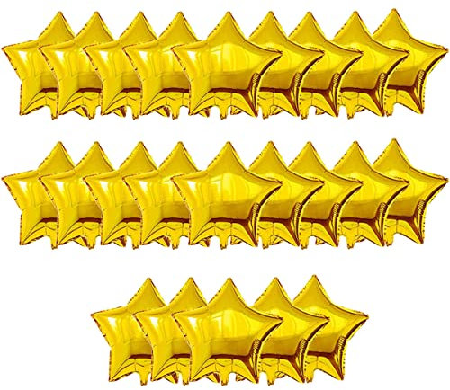 Stern Folienballon,Stern Luftballons 18 Zoll Folienballons Luftballons Stern, Sternluftballons Heliumballon, für Neujahr Dekoration, Geburtstagsdeko, Hochzeit Deko, Weihnachtsdeko, 25 Stück#Gold