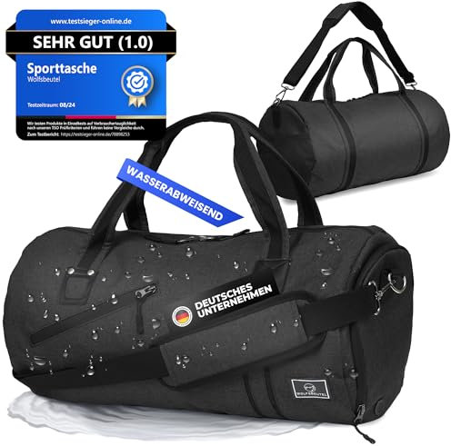 𝗪𝗢𝗟𝗙𝗦𝗕𝗘𝗨𝗧𝗘𝗟® 50L Sporttasche & Reisetasche für Damen & Herren mit Schuhfach & Nassfach | Wasserdicht/Wasserabweisend | Schultergurt Weekender Badetasche Schwimmtasche Gym Bag Duffle Bag