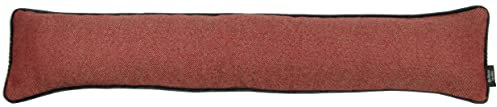 McAlister Textiles Herringbone Boutique Boudin Décoratif en Tweed pour Bas de Porte – 18cm x 80cm - Isolation Phonique et Calfeutrage Contre Le Froid - Rouge et Anthracite