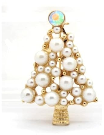 VITAU Perlen Brosche Legierung Kristall Brosche Weihnachtsbaum Brosche für Frauen Stoff Schmuck Zubehör