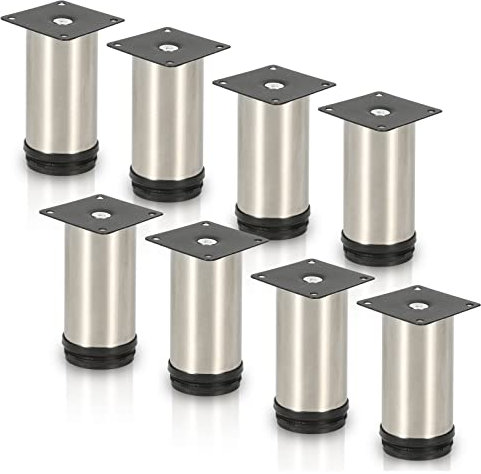 Gimisgu Edelstahl Möbelfüße 8er Set,Runde Möbelfuß Sockelfuß,Höhe 120mm,Höhenverstellbar:15mm,Belastbar bis 250 Kg,Geeignet für Sofa, Bett, Nachttisch, Schrank