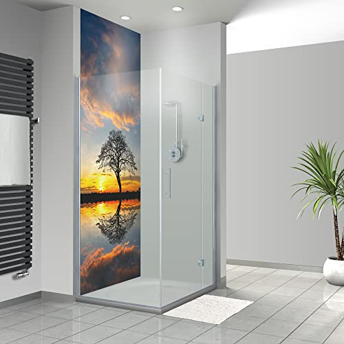 WANDFREUDE individuelle Duschrückwand Aluverbundplatte auf Maß (1 Stück - Baum in Afrika - Seidenmatt) – Dusche Wandverkleidung Duschwandverkleidung Duschrückwände