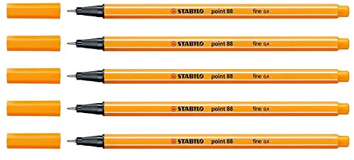 STABILO Point 88 Fine Tip Pens 0.4 mm Pack of 5 Orangeaa