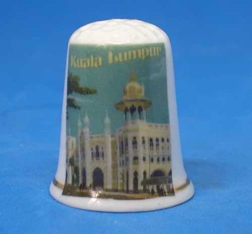 Birchcroft Porzellan-Fingerhut zum Sammeln – Reiseposter Kuala Lumpur – mit Kuppelbox