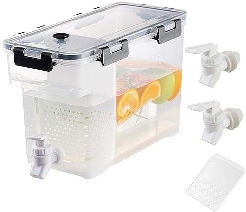 Sparkstarses 3.5 L Fridge Dispenser with Tap, Fridge Drink Dispenser with Tap, Lemonade Dispenser and Divider, Refrigerator Plastic Water Dispenser with Tap (Grey)