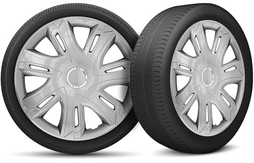 Radkappen 14 Zoll Radzierblenden 4er Set passend für alle Stahlfelgen - Einstellbarer Sicherungsring - Silber