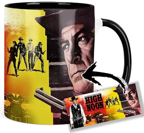 High Noon Gary Cooper Tasse Innen & Henkel Schwarz Keramikbecher Mug
