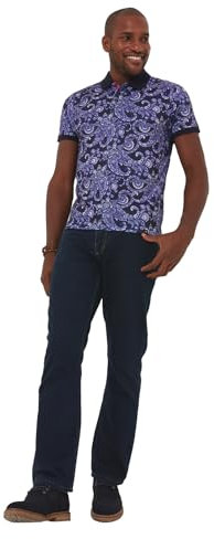 Joe Browns Men's Paisley Print Short Sleeve Polo Shirt, Purple, M