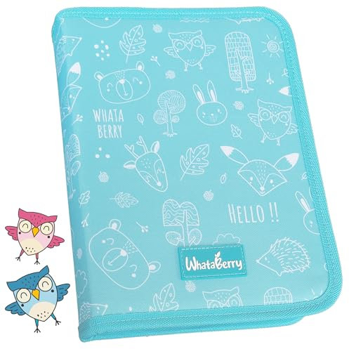 WhataBerry Portadocumenti Portadocumenti per Neonati, Ragazzi e Ragazze da 0 a 10 Anni Dimensioni Cartella portabebè 26 cm x 3 cm x 19,3 cm 16 Scomparti Colore Turchese