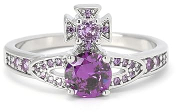 Crymystal Bohemian Style Saturn KristallRing Lila gepflastert Zirkon Knöchel Ring Strass Planet gestapelt Ring Geschenk für Mutter Frau Freundin Valentinstag Geburtstag Jahrestag (Lila)