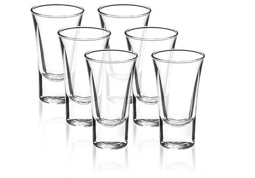 DEVINESOFT Juego de vasos de vodka de cristal transparente de 50 ml. Elegantes y robustos, ideales para fiestas y bares, diseño moderno, alta claridad, fáciles de limpiar, duraderas, perfectas para