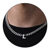 Kette Herren Halskette Kette mit Buchstaben Geschenke für Männer Junge | 6.5mm Edelstahl Cuban Chain Edelstahlkette Geburtstage 18+2 Inches