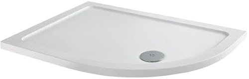 Hydrolux® 900 x 760 x 45mm White Bathroom Shower Tray for Enclosures Cubicles & Wet Room with Waste, Offset Quadrant Right Hand