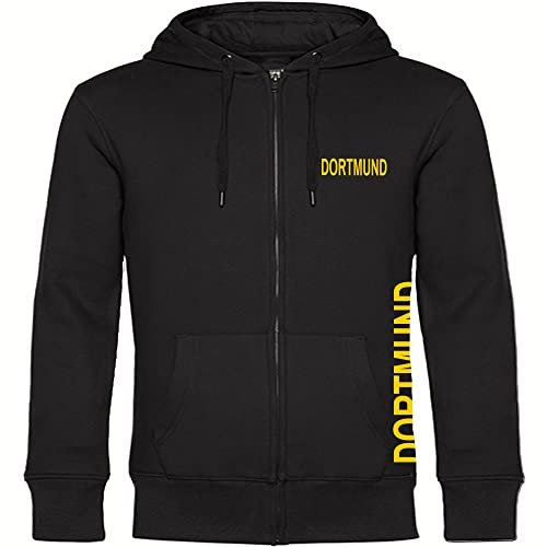 multifanshop Kapuzen Sweatshirt Jacke - Dortmund - Brust & Seite - Druck gelb - Sweat Größe M schwarz