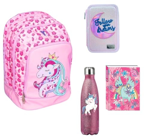 School Pack Unicorno: Zaino, Astuccio, Borraccia, Diario