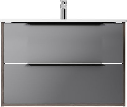 AM.PM Waschbeckenunterschrank Grau Hängend mit Waschbecken, Badezimmerschrank, Badmöbel Set für Badezimmer, Badschrank, Waschtischunterschrank mit 2 Schubladen, 80 cm breit, Graphit matt