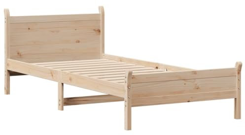 vidaXL Massivholzbett, Holzbett ohne Matratze, Bettgestell mit Kopfteil Lattenrost, Bett Einzelbett für Schlafzimmer, 90x200cm Kiefernholz