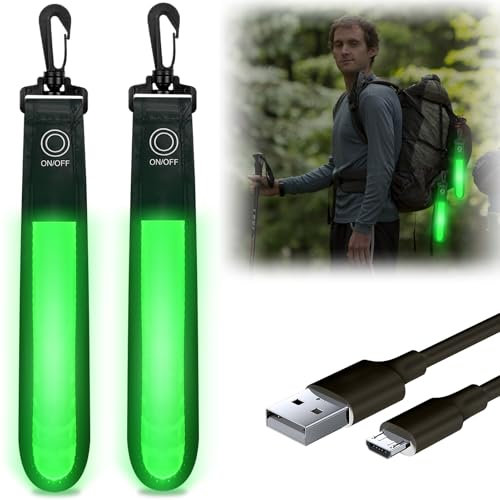 2 Stück LED Blinklicht Schulranzen, LED Blinklicht Reflektierende Anhänger, Kinder Sicherheitslicht, Wasserdichte Sicherheit Licht Reflektor Anhänger für Schulranzen, Rucksack(mit Ladegerät)