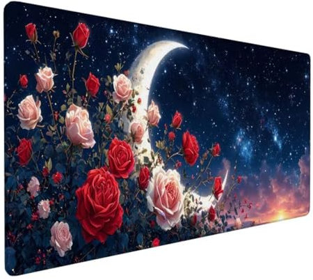 Tappetino Mouse XXL, Tappetino Mouse Cielo Tappetino per Mouse Esteso, Tappetino Scrivania Fiore, Impermeabile e Antiscivolo Mousepad Migliora Precisione e Velocità per Ufficio Casa 1000x500x3mm DY-39