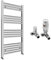 Chrome Bathroom Straight Heated Towel Rail Radiator 500 x 1000 & Corner Thermostatic Valves