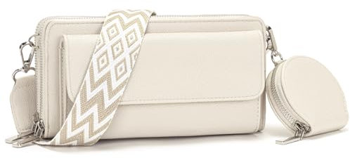 Snmoec Sac Telephone Portable Femme Pochette Telephone Portable Sacs bandoulière Femme avec Porte-Monnaie et Fente pour Carte Petit Sac a Main Beige