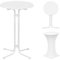 WOLTU Stehtisch klappbar, Bistrotisch mit Husse, Gartentisch wetterfest rund, Bartisch Ø 70 cm, Hochtisch 110 cm, Beistelltisch Indoor Outdoor, für Garten Party Hochzeit, Metallrohre, Weiß