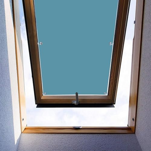Moboo Dachfenster Rollo Thermo Sonnenschutz Verdunkelungsrollo für Dachfenster UV Schutz mit Saugnäpfe ohne Bohren ohne kleben (Blau,43x93cm)