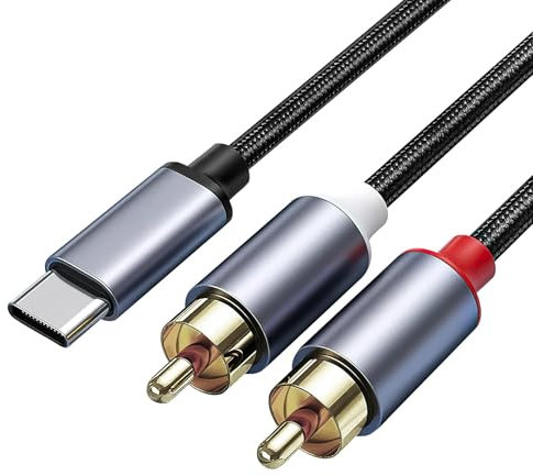USB C to 2 RCA Audio Cable 1M Phono to USB Type C Gold-Plated Audio Cable Y Splitter DAC Hi-Fi Sound for iPhone15 Xiaomi LG Huawei Samsung Phone Pixel Tablet Amplifier Speaker Turntable Car Stereo