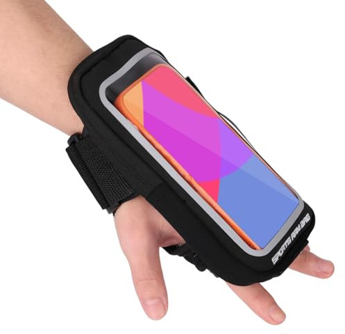Gosknor Wristband Phone Holder for Running, Black Handheld Grip Phone Holder Running Armband Wristband Frearm Band for iPhone Pro Max Plus (16/15/14/13/12/11/X/XR) Galaxy S24/S10