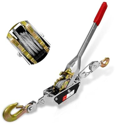 HYBMRQVD Treuil à câble 2 tonnes, Robuste, avec 2 Crochets, pour Levage, Garage, entrepôt (5 mm x 2 m)