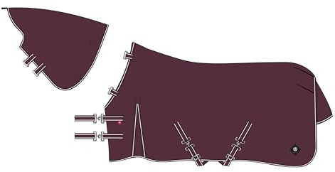Imperial Riding Outdoordecke Basic 300g, abnehmbares Halsteil, warme Outdoordecke, wetterfestes Material, Gehfalte, 600D Polyester, Kreuzbegurtung, Schweif - & Beinschnüre, Weinrot, 135