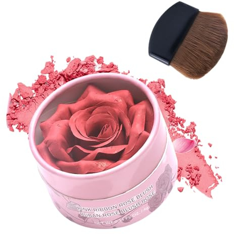3D Rose Petal Blush, Lightweight Powder Texture, 10ml, Matte Flower Petal Rose Makeup Blusher, Makeup Powder Blusher, Buildable Color, Contouring and Brightening, for All Skin Types