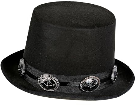 TrendandStylez Schwarzer Zylinder im Rocker-Stil mit Nieten – Hoher Filzhut für Herren & Damen, das perfekte Accessoire für Rockstar & Biker Kostüm zu Karneval, Halloween & Mottoparty