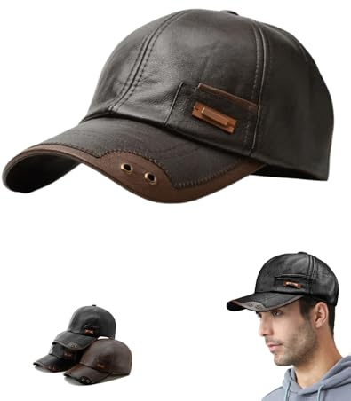 Generisch Solyge Warm Guard Cap Leder, Solyge Warmguard Cap, Winddicht und warm, Retro-Design, Winter Cap Herren