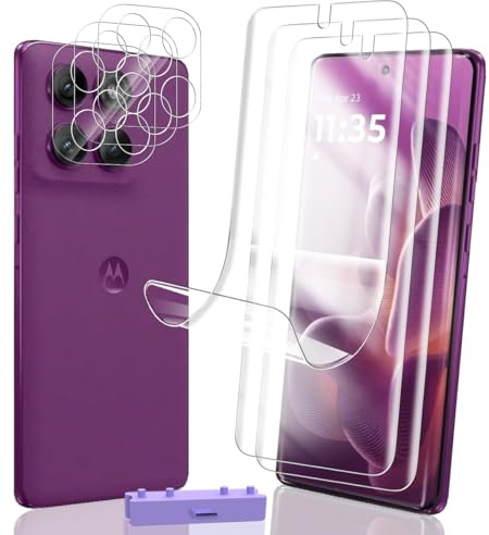 Rniidaaz 3+3 Piezas Protector de Pantalla para Motorola Moto Edge 60 Pro, Autocuración Film HD Flexible Protección de Película y Cristal Templado de Lente, Instalación Fácil, Antiarañazos