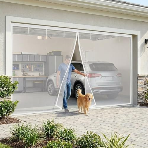 Zanzariera Magnetica per Porte Grandi Dimensioni 250x250 480x220cm Schermo Magnetico per Balcone Anti Zanzare Facile da Installare, Tenda Porta Magnetica in Fibra di Vetro Resistente(Bianca,290x280cm)