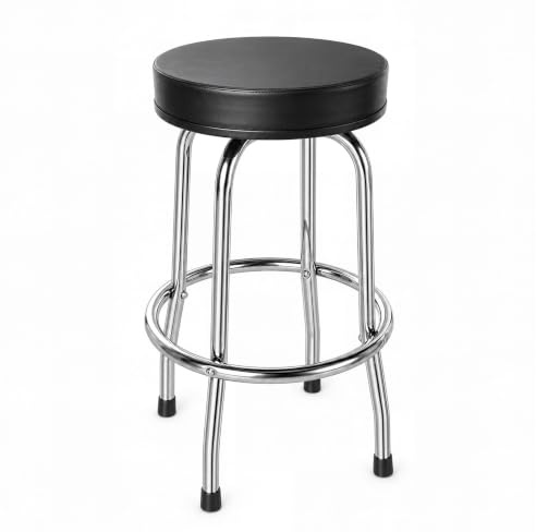 BIG RED Torin Swivel Bar Stool: Padded Garage/Shop Seat with Chrome Plated Legs, Black, 28.74 Tall, 18.5 Diameter