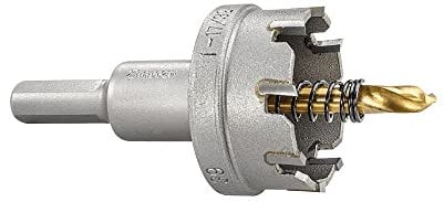 Starrett Tungsten Carbide Tipped Hole Saw - SM39 Sheet Metal Cutter With Arbor & Pilot Drill Bit - For Drilling Stainless Steel Aluminum Alloy - 39 mm